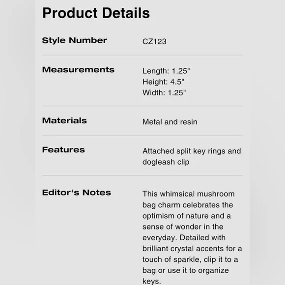 COACH Mushroom Charm Keychain Gold and Mustard tone - Picture 3 of 3